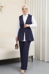 Kruvaze Yaka Beli Lastikli Yelek Pantolon Modal Takım  -Laci-Takım-398-22024-R03