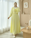 Kruvaze Yaka Çift Bağcıklı Etekli Takım -Açık Sarı-Takım-398-4019-R75
