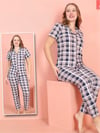 Küçük Kareli Düğmeli Kısa Kollu Pijama Takımı -Pembe-Pijama-416-58813-R20