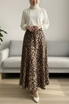 Leopar Desenli Scuba Etek -Vizon-Etek-349-7098-R23