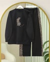 Leopar Figürlü Ve Desenli Pantolonlu Scuba Takım -Siyah-Takım-349-6002-R01