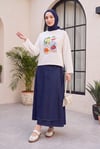 Meyve Baskılı Bisiklet Yaka Oversize 2 İplik Penye Sweatshirt -Sarı