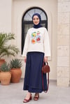 Meyve Baskılı Bisiklet Yaka Oversize 2 İplik Penye Sweatshirt -Sarı
