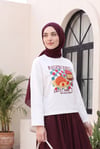 Meyve Baskılı Bisiklet Yaka Oversize 2 İplik Penye Sweatshirt -Bordo