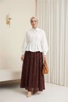 Omuzları Büzgülü Bağcıklı Gömlek Bluz -Beyaz-Gömlek-432-25189-R02