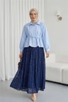 Omuzları Büzgülü Bağcıklı Gömlek Bluz -Bebe Mavi-Gömlek-432-25189-R32
