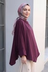 Omuzu Düğmeli Yarasa Kol Modal Kimono Panço -Mürdüm