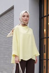 Omuzu Düğmeli Yarasa Kol Modal Kimono Panço -Sarı