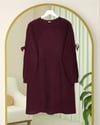 Omuzu Saç Örgülü Salaş Triko Tunik -Bordo-Kazak-295-1281-R04