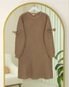 Omuzu Saç Örgülü Salaş Triko Tunik -Vizon-Kazak-295-1281-R23