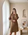 Omuzu Saç Örgülü Salaş Triko Tunik -Vizon-Kazak-295-1281-R23
