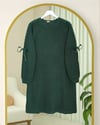 Omuzu Saç Örgülü Salaş Triko Tunik -Zümrüt-Kazak-295-1281-R17