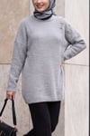 Omuzu Taş Detaylı Yumoş Triko Tunik -Gri