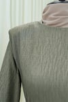 Omuzu Vatkalı Bağcıklı Bürümcük Elbise -Çağla Y.-Elbise-207-24182-R70