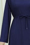 Omuzu Vatkalı Bağcıklı Bürümcük Elbise -Laci-Elbise-207-24182-R03