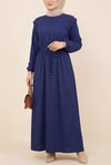 Omuzu Vatkalı Bağcıklı Bürümcük Elbise -Laci-Elbise-207-24182-R03