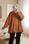 Omzu Apoletli Önü Fermuarlı Astarlı Süet Ceket -Taba-Ceket-111-50775-R12