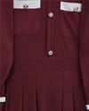 Omzu Vatkalı Kolu Bağcıklı Düğme Detaylı Cepli Pliseli Elbise -Bordo-Elbise-428-8419-R04
