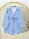 Önden Bağlamalı Krınkıl Kimono -Bebe Mavi-Kimono&Kaftan-253-12986-R32