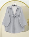 Önden Bağlamalı Krınkıl Kimono  -Gri-Kimono&Kaftan-253-12986-R11