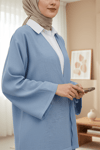 Önden Bağlamalı Pantolonlu Kimono Takım        -Mavi-Takım-223-3000-R31