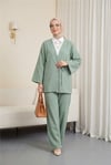 Önden Bağlamalı Pantolonlu Kimono Takım       -Su Yeşili-Takım-223-3000-R36