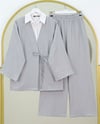 Önden Bağlamalı Pantolonlu Kimono Takım         -Açık Gri-Takım-223-3000-R41