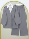 Önden Bağlamalı Pantolonlu Kimono Takım     -Koyu Gri-Takım-223-3000-R81