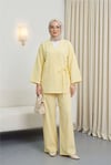 Önden Bağlamalı Pantolonlu Kimono Takım         -Açık Sarı-Takım-223-3000-R75
