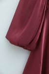 Abiye-Önden Çapraz Bağlama Detaylı Janjan Kumaş Elbise  -Bordo-386-6219-R04