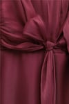 Önden Çapraz Bağlama Detaylı Janjan Kumaş Elbise  -Bordo-Abiye-386-6219-R04