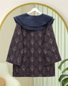 Önlük Yaka Yarım Düğmeli Yırtmaçlı Kapitone Tunik  -Mürdüm-Tunik-307-0042-R09