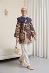 Önlük Yaka Yarım Düğmeli Yırtmaçlı Kapitone Tunik  -Bej-Tunik-307-0042-R56