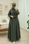 Önü Bağcıklı Etekli Kaşe Takım -Haki-Takım-346-3079-R05