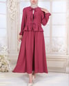 Önü Bağcıklı Kolu Lastikli Etekli Takım -Bordo-Takım-111-40659-R04