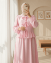 Önü Bağcıklı Kolu Lastikli Etekli Takım  -Pembe-Takım-111-40659-R20