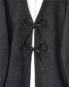 Önü Bağcıklı Oval Kesim Kaşe Kimono     -Antrasit-Ceket-346-3047-R64
