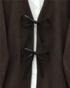 Önü Bağcıklı Oval Kesim Kaşe Kimono     -Kahve-Ceket-346-3047-R15