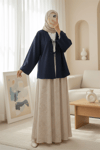 Önü Bağcıklı Oval Kesim Kaşe Kimono  -Laci-Kimono&Kaftan-346-3047-R03
