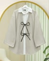 Önü Bağcıklı Oval Kesim Kaşe Kimono     -Taş-Ceket-346-3047-R43