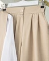 Önü Bağcıklı Pantolon Yelek İkili Keten Takım -Vizon-Takım-349-7028-R23