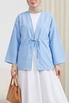 Önü Bağcıklı Poplin Kimono -Bebe Mavi-Kimono&Kaftan-253-13051-R32