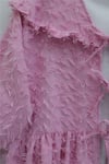 Önü Bağcıklı Tüylü Dokulu Clip Jakar Kimono -Pembe-Kimono & Kaftan-398-44024-R20