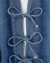 Önü Bağlamalı Cepli Pantolonlu Kot Kimono Takım   -Koyu Mavi-Takım-417-17782-R26
