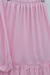 Önü Bağlamalı Dantel Detaylı Eteği Astarlı Keten Takım   -Pembe-Takım-431-263147-R20