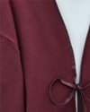Önü Bağlamalı Deri Detaylı Salaş Kimono  -Bordo-Kimono & Kaftan-253-13091-R04