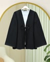Önü Bağlamalı Deri Detaylı Salaş Kimono  -Siyah-Kimono & Kaftan-253-13091-R01