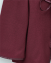 Önü Bağlamalı Deri Detaylı Salaş Kimono  -Bordo-Kimono & Kaftan-253-13091-R04