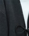 Önü Bağlamalı Deri Detaylı Salaş Kimono  -Antrasit-Kimono & Kaftan-253-13091-R64