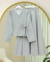 Önü Bağlamalı Etekli Kaşe Kimono Takım -Gri-Takım-346-3078-R11